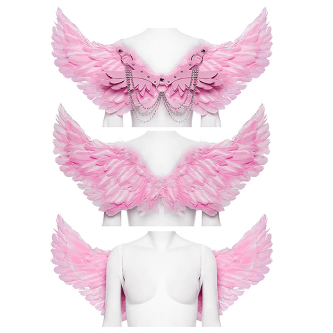 Pink Feathered Wings Harness for Festive Events.