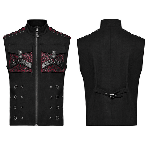 Trendy Punk Vest with Studded Design and Zipper.
