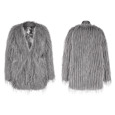 Stylish Untrimmed Faux Fur Coat - Effortless Elegance.