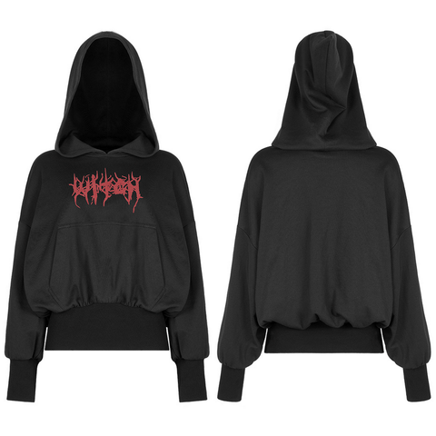 Collect Hem Witch Hat Gothic Print Hoodie.