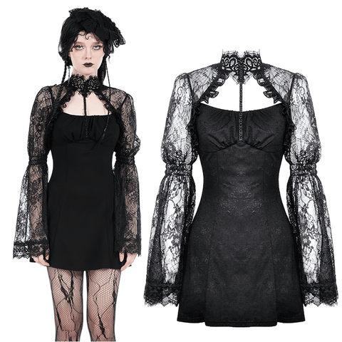 Gothic Inspired A-Line Dress with Lace Sleeves.