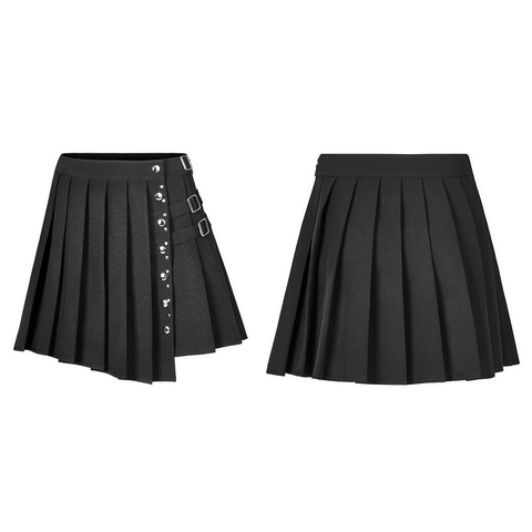 Trendy Riveted Pleated Mini for Punk Style.