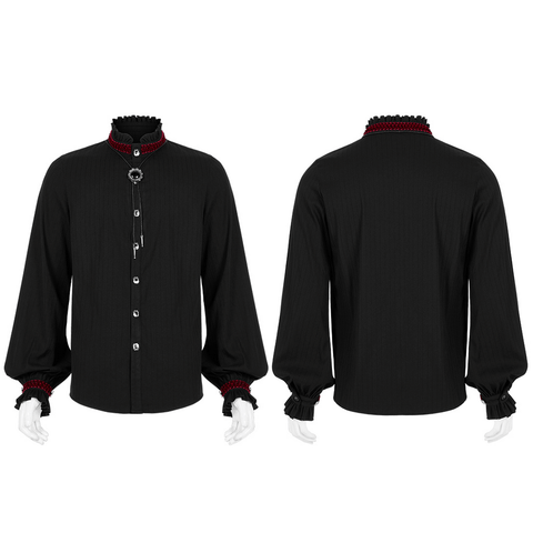 Refined Goth Simple Shirt with Elastic Fabric And Polo Tie.