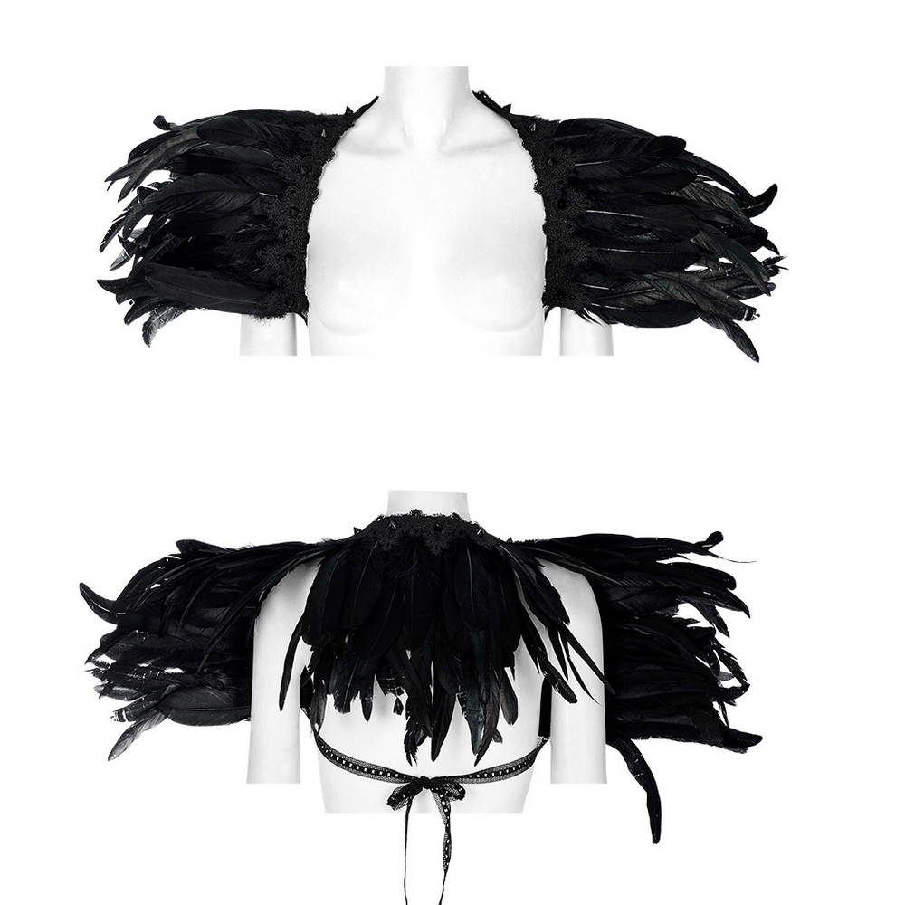 Enigmatic Feathered Accessory: A Touch of Dark Glamour.