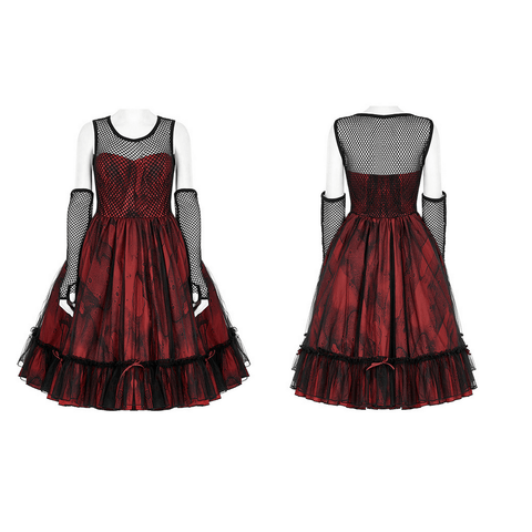 Dark Lolita Blood Witch Dress with Edgy Mesh Accents.