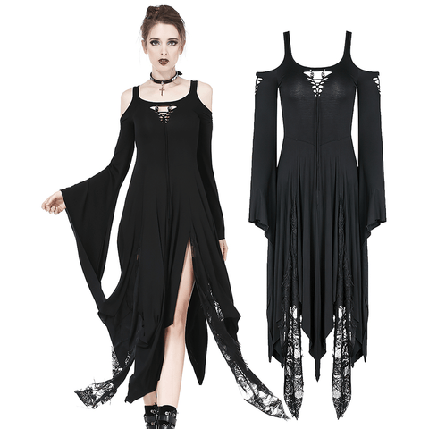 Unleash Your Inner Witch: Gothic Dress with Lace and Dark Charm.