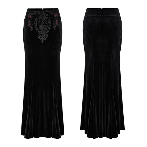 Unleash Your Inner Siren: Gothic Velvet Fishtail Skirt.