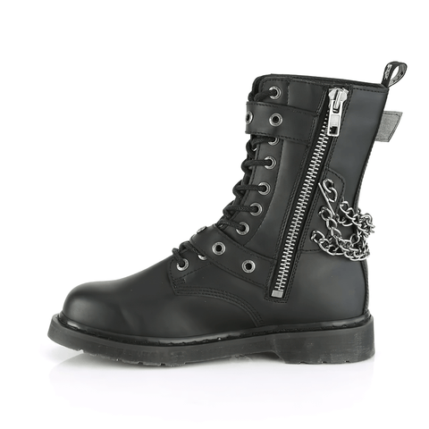 Stylish Mid-Calf Boots with Grommet and Chain.