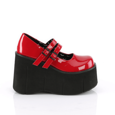 Vibrant Red Mary Janes with Elevated Platform.