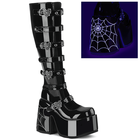 Edgy Spider Buckle Strap Knee Boots - Gothic Style.