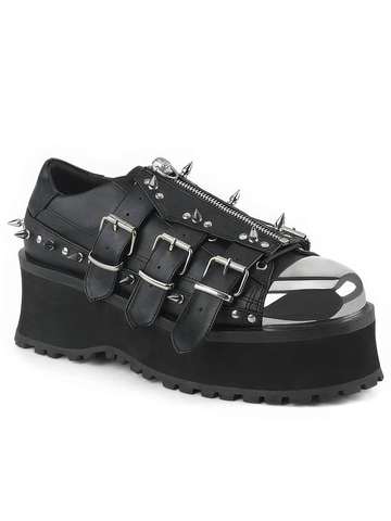 Edgy Spiked Zipper Oxfords with Platform Soles.