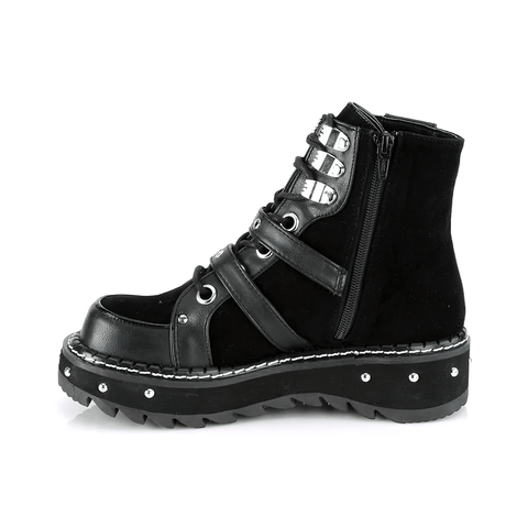 Women's Studded Platform Lace-Up Black Ankle Boots.