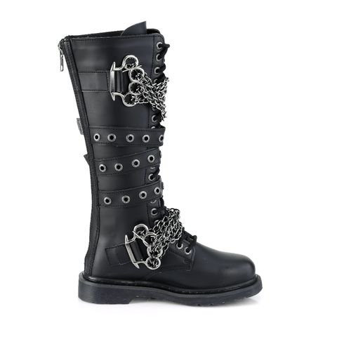 Rock Style Brass Knuckles Chain Knee-High Boots.