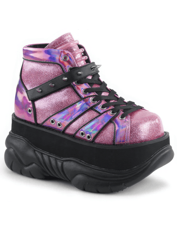 Futuristic Pink Glitter Ankle Boots for Nightlife.