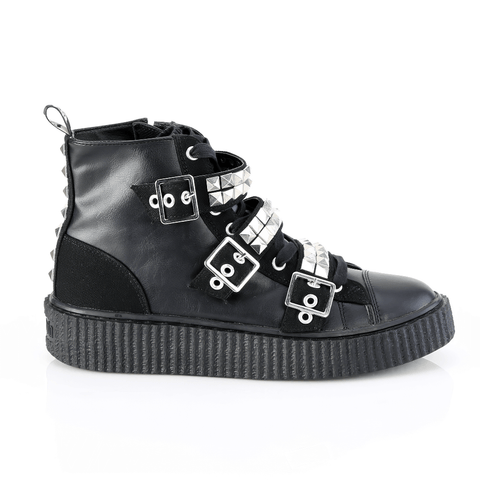 Gothic Unisex High Sneakers with Pyramid Studs and Straps.
