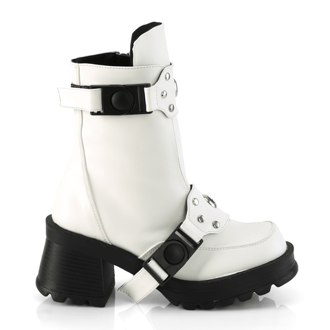 Eyelet Strap Ankle Boots in Bold White for Women.