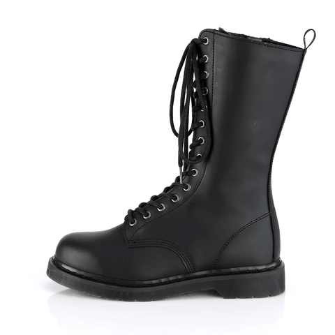 Cruelty-Free Mid-Calf Lace-Up Unisex Black Boots.