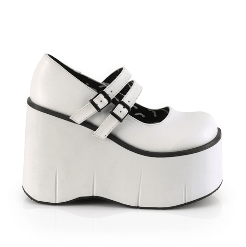 Chic White Platform Mary Janes with Double Buckles.