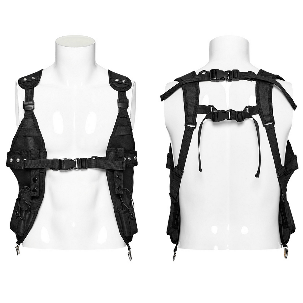 Stylish Punk Adjustable Harness - Clip-On Features.