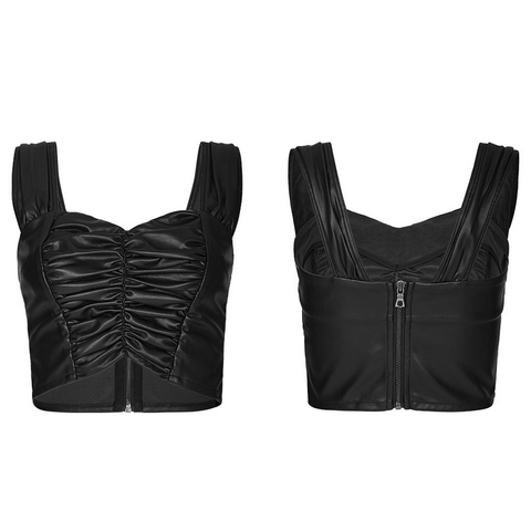 Stylish Zip Leather Crop Top for Women.