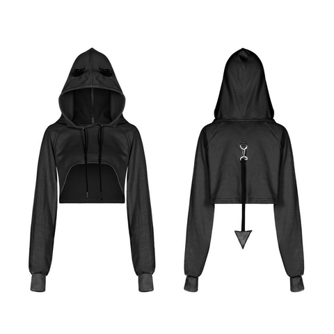 Stand Out From the Crowd: Short Devil Horn Hoodie with Detachable Tail.