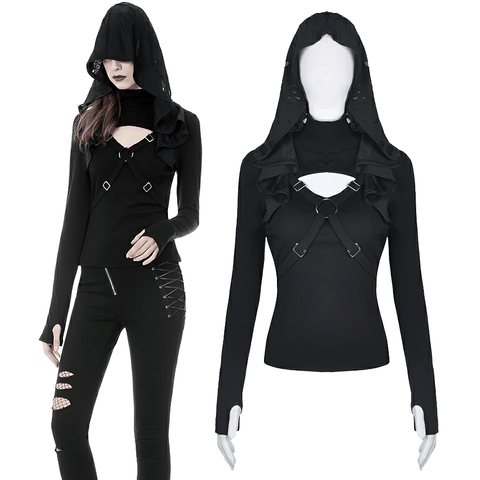 Punk-Inspired Hoodie: Ripped Details And Metal Accents.