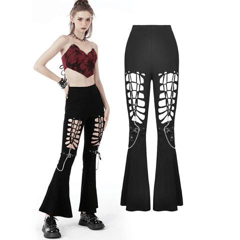 Gothic Inspired Strappy Bell Bottoms with Chains.