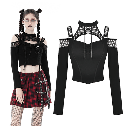Modern Punk Top with Fishnet Details.
