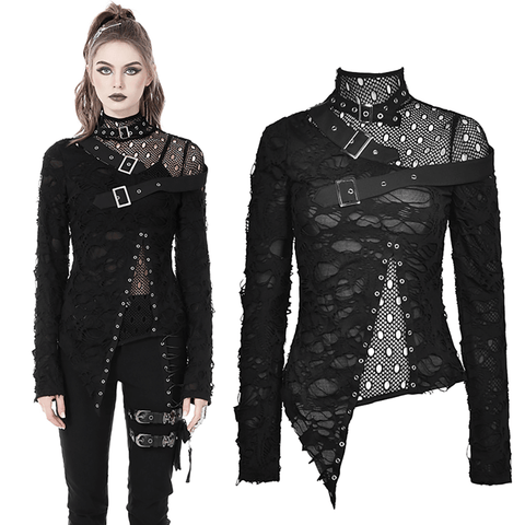 Channel Your Inner Rock Goddess in This Edgy Mesh Sweatshirt.