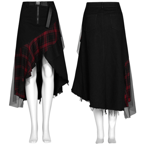 Darkness Punk High Waist Irregular Hem Skirt.