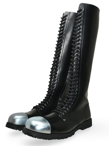 Unisex Rugged Leather Knee High Boots with Lace-Up.