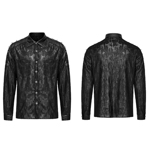 Black Men's Long Sleeves Rock Studded Shirt.