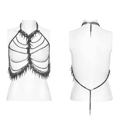 Punk Harness Chain Top - Edgy Statement Piece.