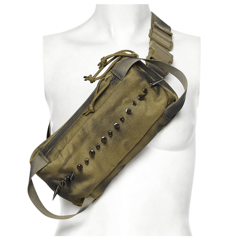 Alternative Fashion One-Strap Spiked Sling Bag.