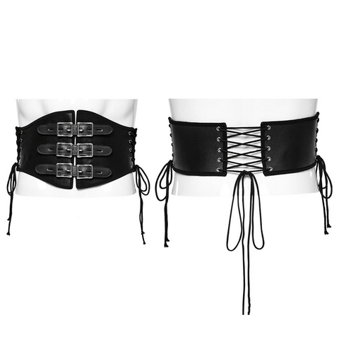 Punk Corset Belt: Stylish Black Drawstring Design.