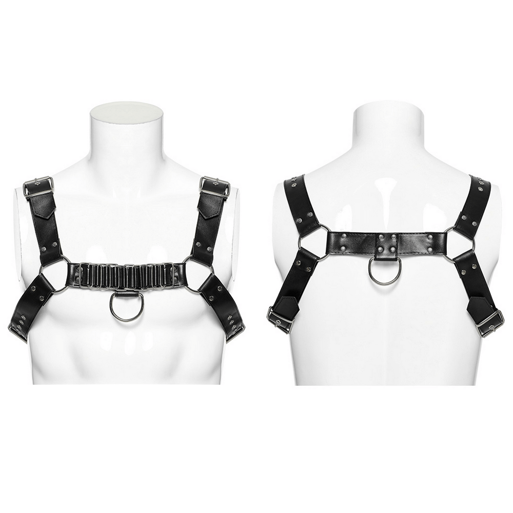 Rebellious PU Leather Harness for Bold Style.