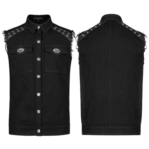 Punk Daily Wear Simple Vest - Studded Detailing.