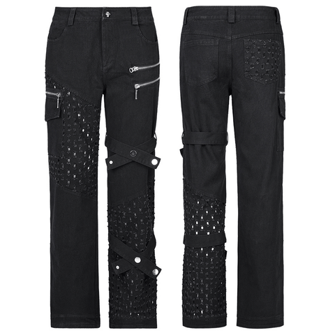 Rebellious Punk Daily Wear Holes Trousers with Studs.