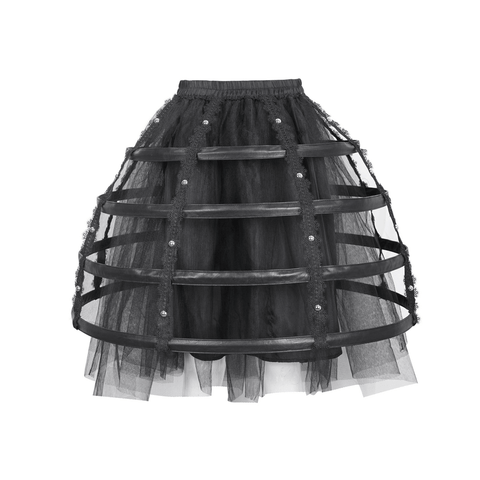Dramatic Black Tulle Skirt with Edgy Cage Detail.