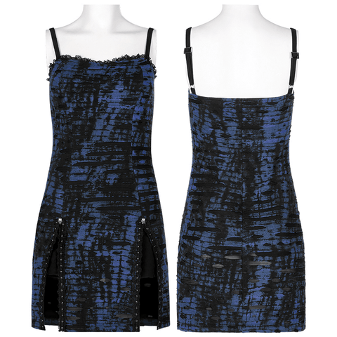 Gothic Abstract Print Slip Dress with Lace Accents.