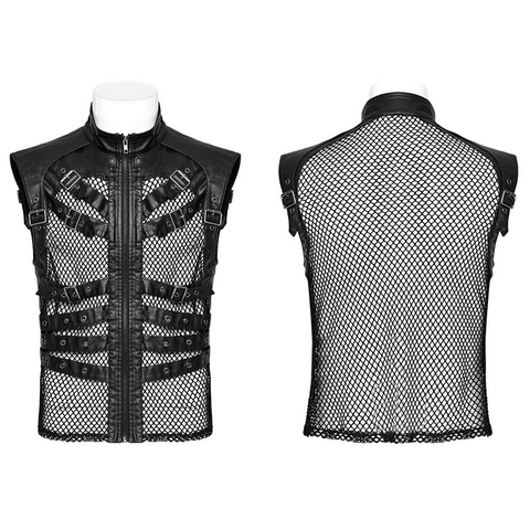 Rock Edgy Style with Black Mesh Vest for Men.
