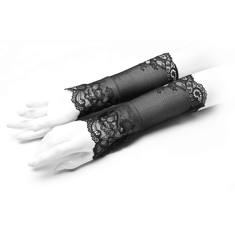 Chic Goth Daily Lace Gloves with Delicate Pattern.