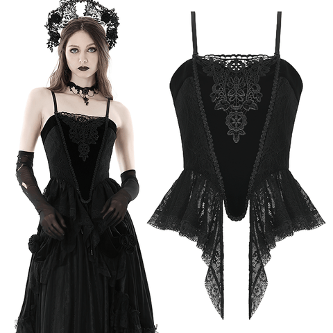 Gothic-Inspired Lace Bustier with Floral Detail.