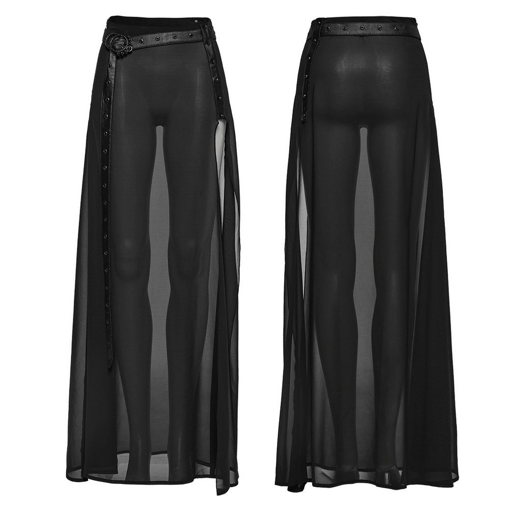 Goth Long Skirt - Dramatic Chiffon A-Line Silhouette.