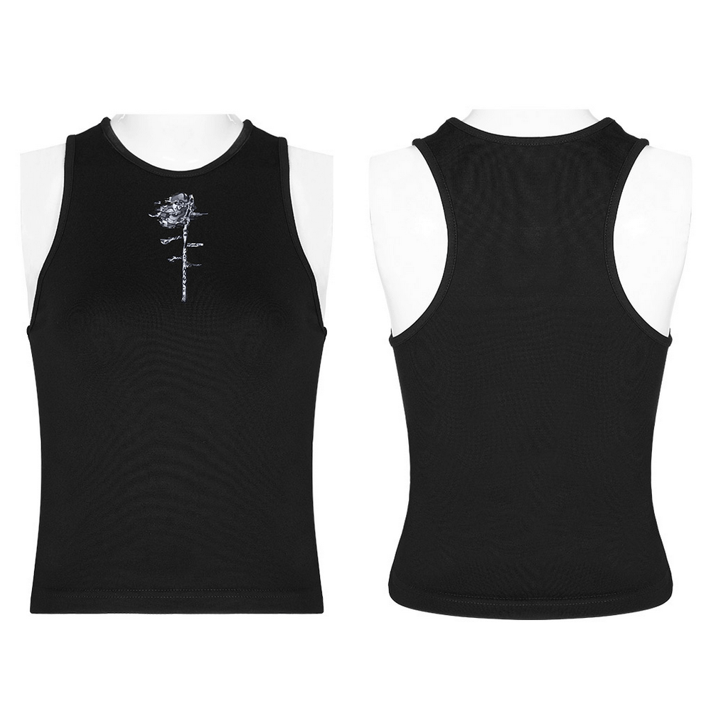 Fierce Black Tank Top with Millennium Cyborg Neckline.