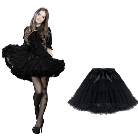 Chic Black Layered Tulle Skirt for Evening Wear.