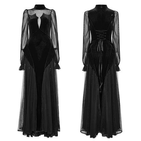 Alluring Sheer Sleeve Velvet Mesh Dress for Women.