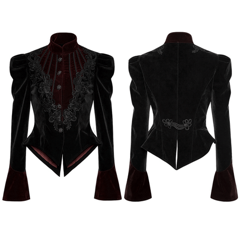Gothic Scissor-tail Dress Jacket - Embellished Velvet Jacket.