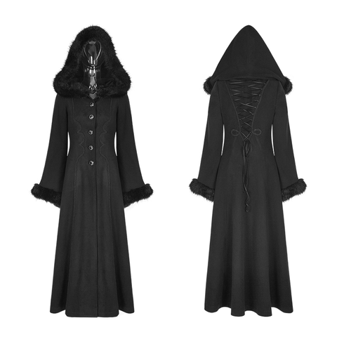 Chic Gothic Disc Flowers Long Worsted Coat.