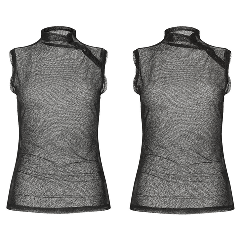 Free A-Series Black Punk High Neck Mesh Top.